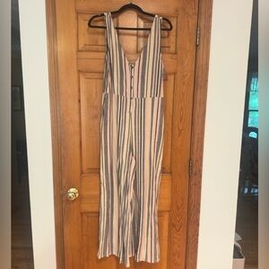 Urban Outfitters Pink and Blue Striped Jumpsuit